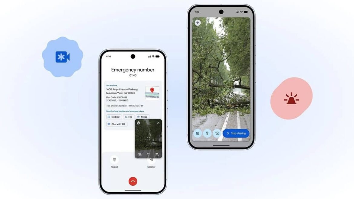 Emergency Live Video de Google compartiendo cámara en una llamada de emergencia