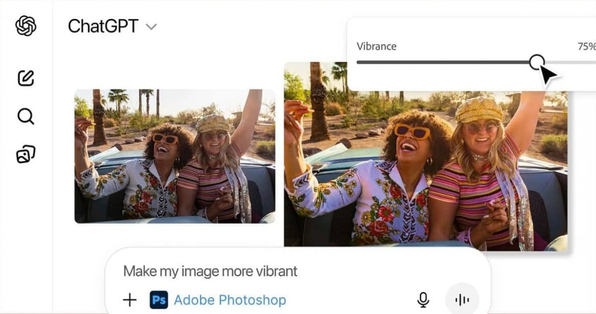 Photoshop y Acrobat en ChatGPT editando imágenes con IA
