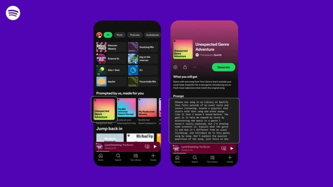 Interfaz de Spotify Promoted Playlists con opciones de personalización