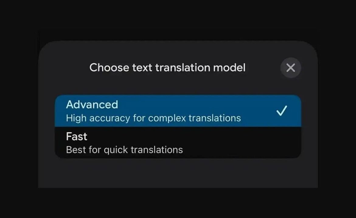 Interfaz del Traductor de Google con selector de IA