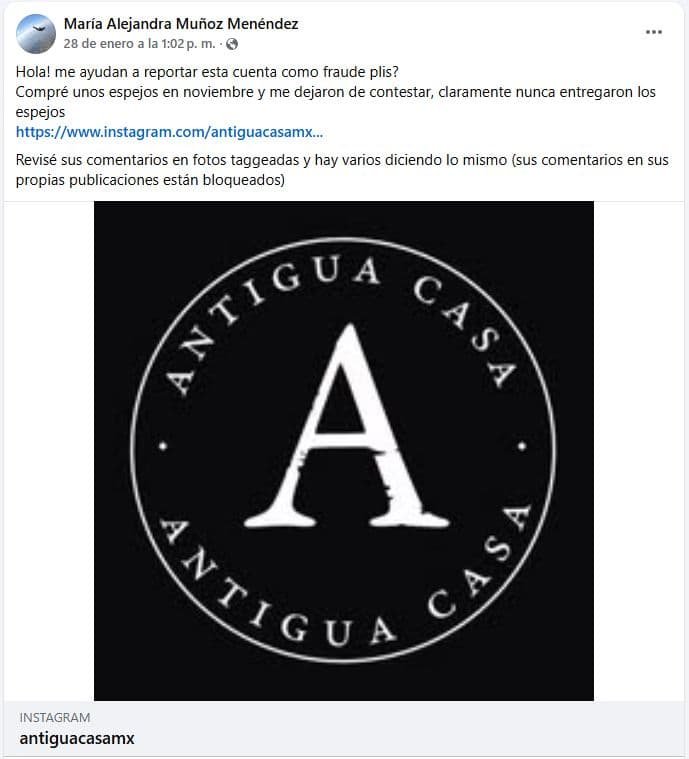 Antigua Casa una estafa disfrazada de mueblería Instagram